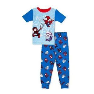 New Spidey and Friends Size 12M Toddler 2 Piece Blue Pajama Set Cotton Sleepwear